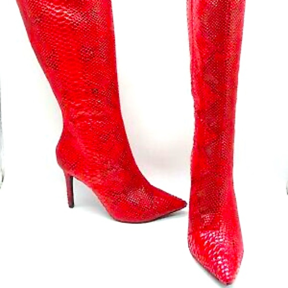BRAND NEW INC Rajel red snake print boots